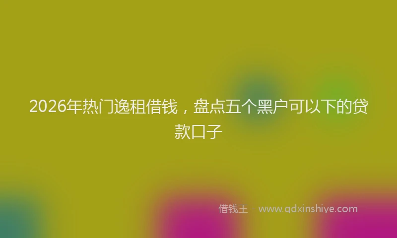 2026年热门逸租借钱,盘点五个黑户可以下的贷款口子
