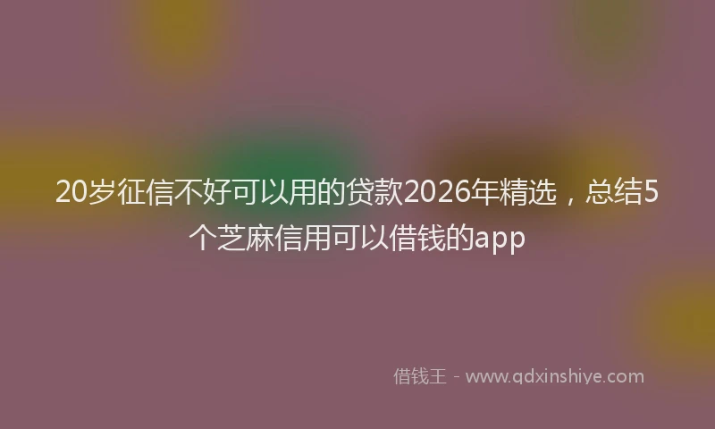 20岁征信不好可以用的贷款2026年精选，总结5个芝麻信用可以借钱的app