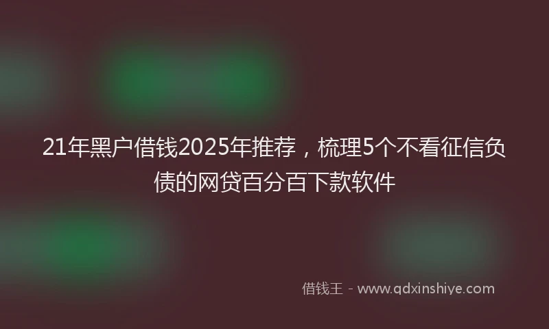 21年黑户借钱2025年推荐，梳理5个不看征信负债的网贷百分百下款软件