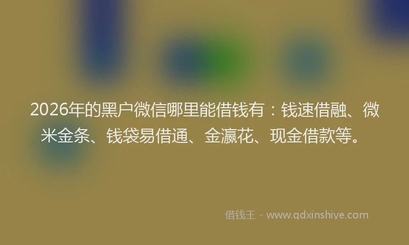 2026年的黑户微信哪里能借钱有：钱速借融、微米金条、钱袋易借通、金瀛花、现金借款等。