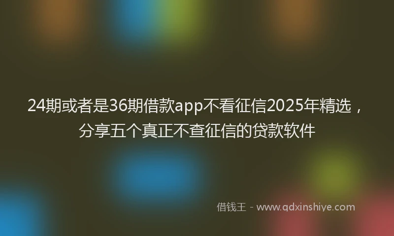 24期或者是36期借款app不看征信2025年精选，分享五个真正不查征信的贷款软件
