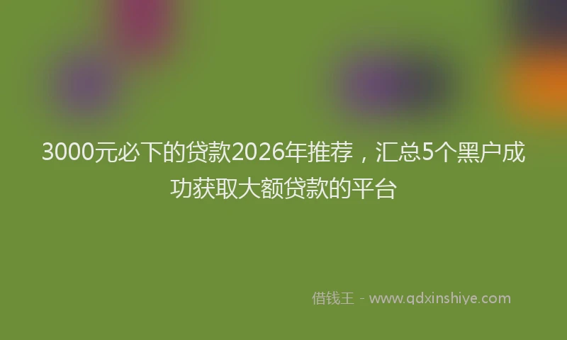 3000元必下的贷款2026年推荐,汇总5个黑户成功获取大额贷款的平台