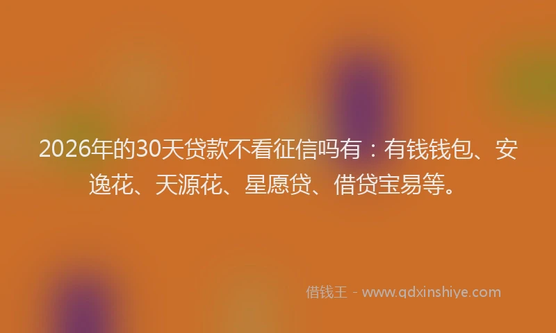 2026年的30天贷款不看征信吗有：有钱钱包、安逸花、天源花、星愿贷、借贷宝易等。