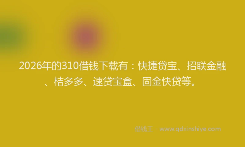 2026年的310借钱下载有：快捷贷宝、招联金融、桔多多、速贷宝盒、固金快贷等。