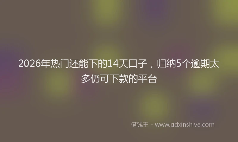 2026年热门还能下的14天口子，归纳5个逾期太多仍可下款的平台