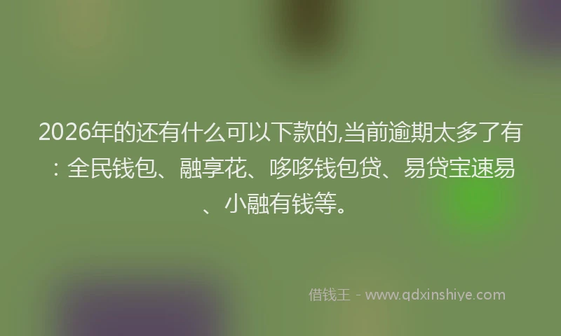 2026年的还有什么可以下款的,当前逾期太多了有:全民钱包、融享花、哆哆钱包贷、易贷宝速易、小融有钱等。
