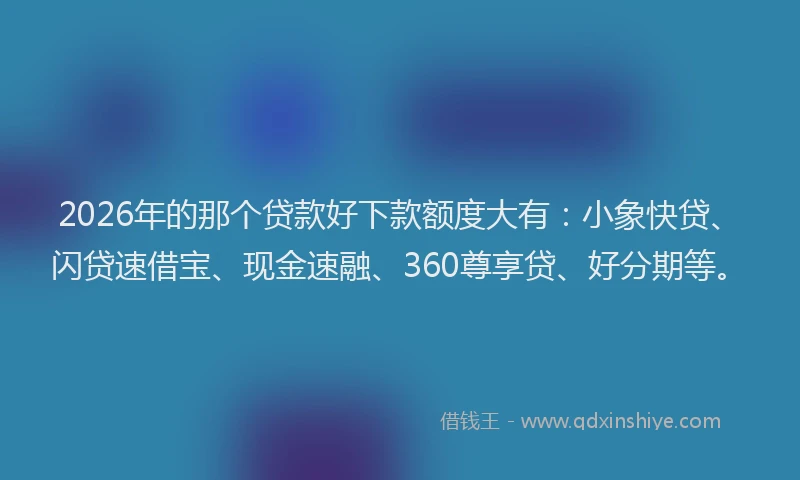 2026年的那个贷款好下款额度大有：小象快贷、闪贷速借宝、现金速融、360尊享贷、好分期等。