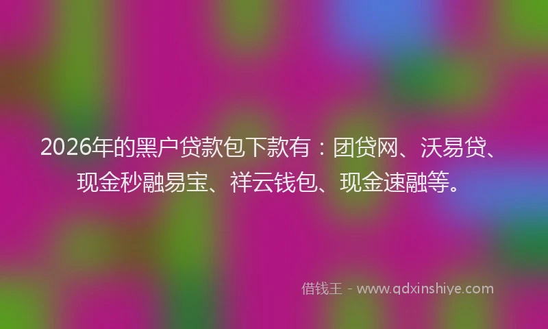 2026年的黑户贷款包下款有：团贷网、沃易贷、现金秒融易宝、祥云钱包、现金速融等。