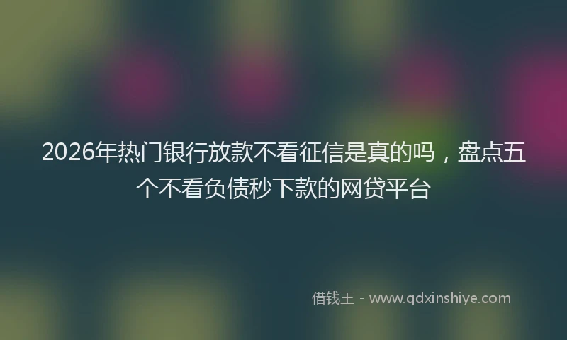 2026年热门银行放款不看征信是真的吗，盘点五个不看负债秒下款的网贷平台