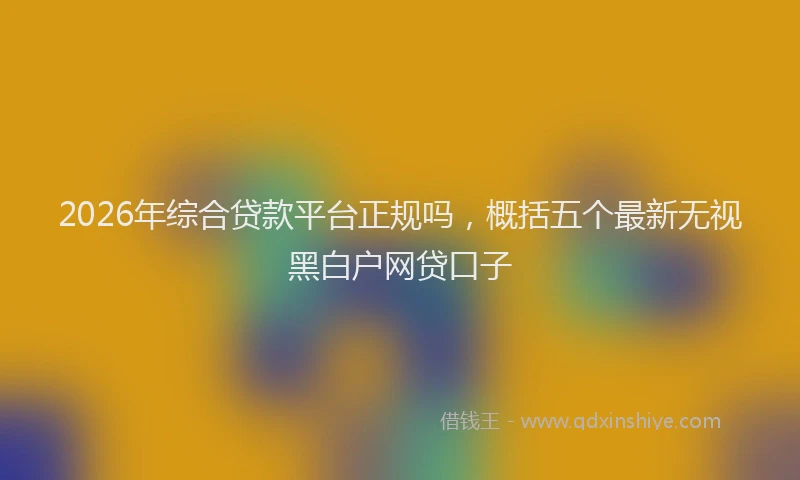2026年综合贷款平台正规吗,概括五个最新无视黑白户网贷口子