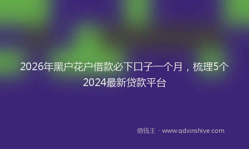 2026年黑户花户借款必下口子一个月，梳理5个2024最新贷款平台