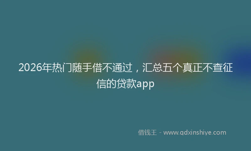 2026年热门随手借不通过，汇总五个真正不查征信的贷款app