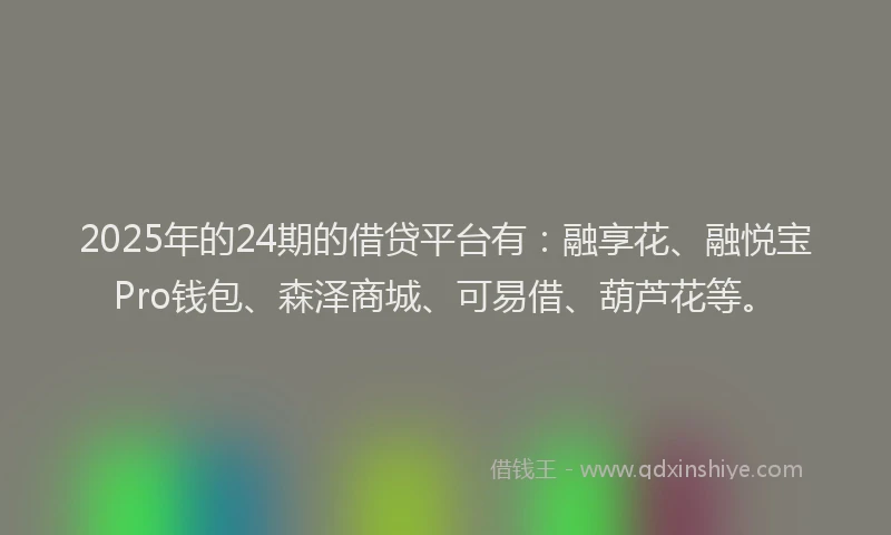 2025年的24期的借贷平台有：融享花、融悦宝Pro钱包、森泽商城、可易借、葫芦花等。