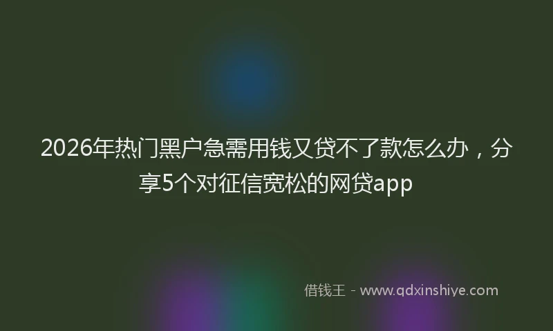 2026年热门黑户急需用钱又贷不了款怎么办，分享5个对征信宽松的网贷app