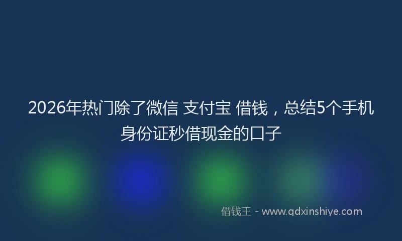 2026年热门除了微信 支付宝 借钱，总结5个手机身份证秒借现金的口子