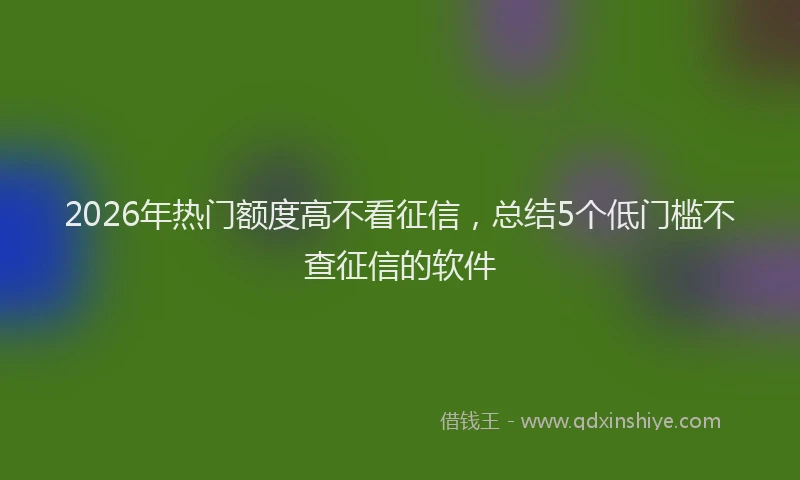 2026年热门额度高不看征信，总结5个低门槛不查征信的软件