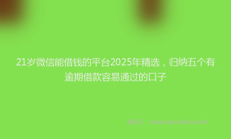 21岁微信能借钱的平台2025年精选，归纳五个有逾期借款容易通过的口子