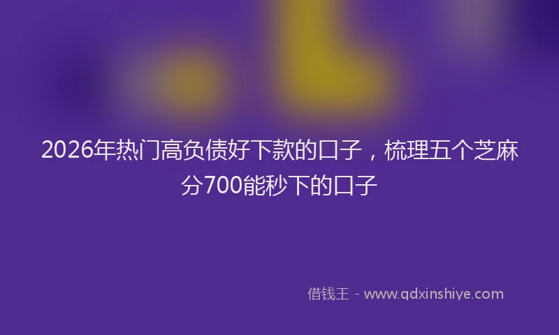 2026年热门高负债好下款的口子，梳理五个芝麻分700能秒下的口子