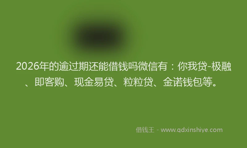 2026年的逾过期还能借钱吗微信有:你我贷-极融、即客购、现金易贷、粒粒贷、金诺钱包等。