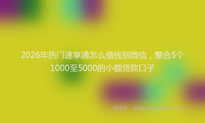 2026年热门速享通怎么借钱到微信,整合5个1000至5000的小额贷款口子