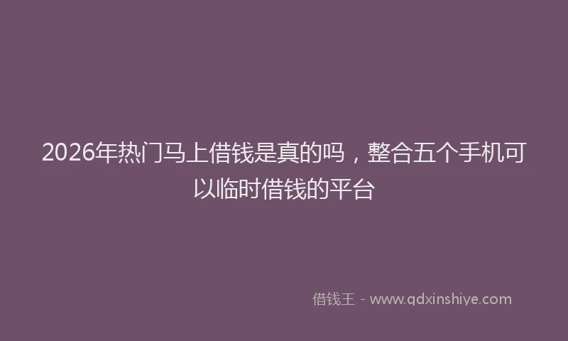 2026年热门马上借钱是真的吗，整合五个手机可以临时借钱的平台