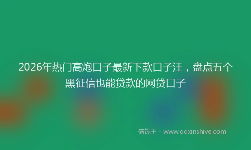 2026年热门高炮口子最新下款口子汪,盘点五个黑征信也能贷款的网贷口子