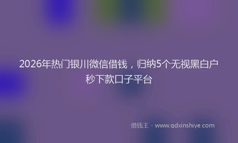 2026年热门银川微信借钱，归纳5个无视黑白户秒下款口子平台