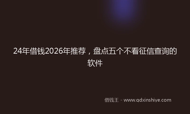 24年借钱2026年推荐，盘点五个不看征信查询的软件