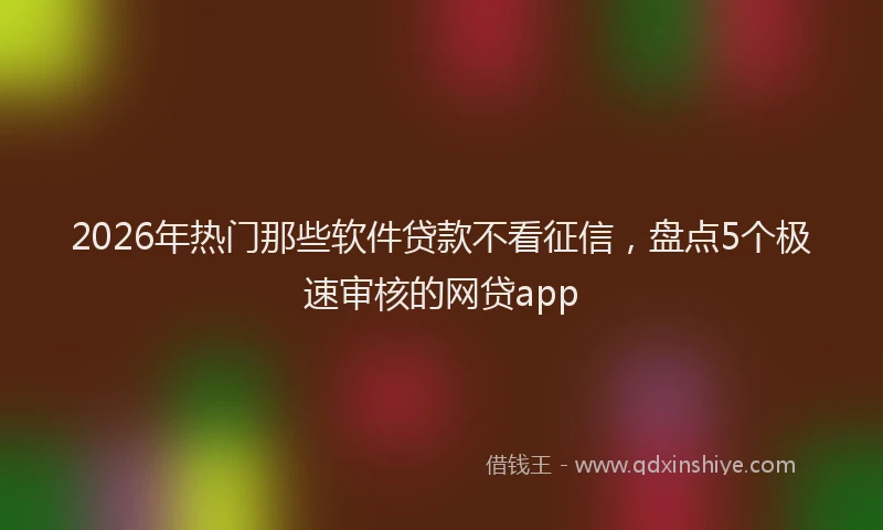 2026年热门那些软件贷款不看征信,盘点5个极速审核的网贷app