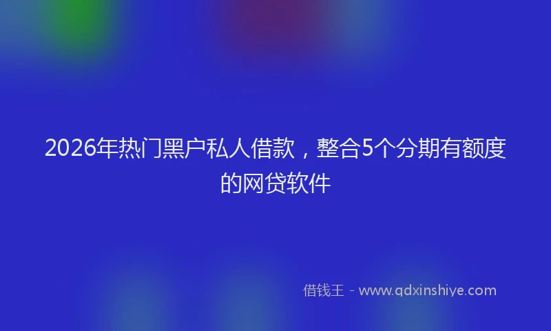 2026年热门黑户私人借款，整合5个分期有额度的网贷软件