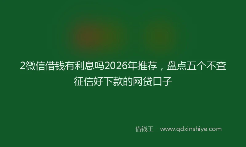 2微信借钱有利息吗2026年推荐，盘点五个不查征信好下款的网贷口子