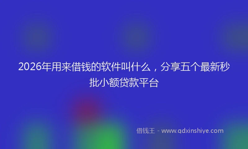 2026年用来借钱的软件叫什么，分享五个最新秒批小额贷款平台