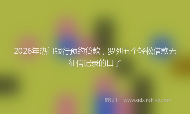 2026年热门银行预约贷款，罗列五个轻松借款无征信记录的口子