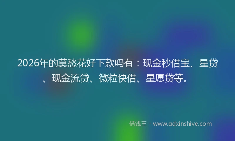2026年的莫愁花好下款吗有：现金秒借宝、星贷、现金流贷、微粒快借、星愿贷等。