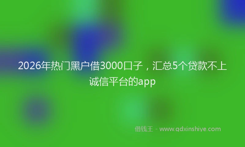 2026年热门黑户借3000口子，汇总5个贷款不上诚信平台的app