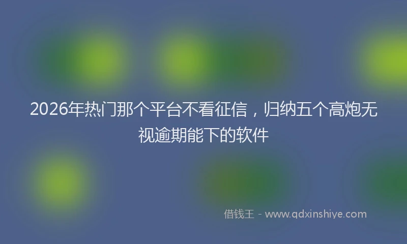 2026年热门那个平台不看征信，归纳五个高炮无视逾期能下的软件