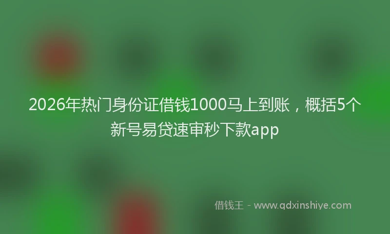 2026年热门身份证借钱1000马上到账，概括5个新号易贷速审秒下款app