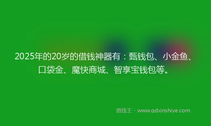 2025年的20岁的借钱神器有：甄钱包、小金鱼、口袋金、魔快商城、智享宝钱包等。