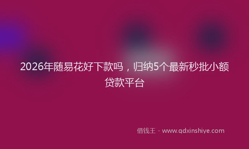 2026年随易花好下款吗，归纳5个最新秒批小额贷款平台