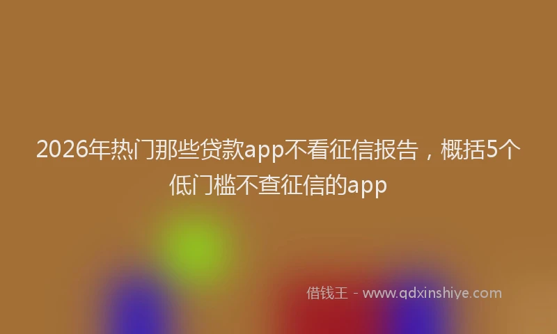 2026年热门那些贷款app不看征信报告，概括5个低门槛不查征信的app