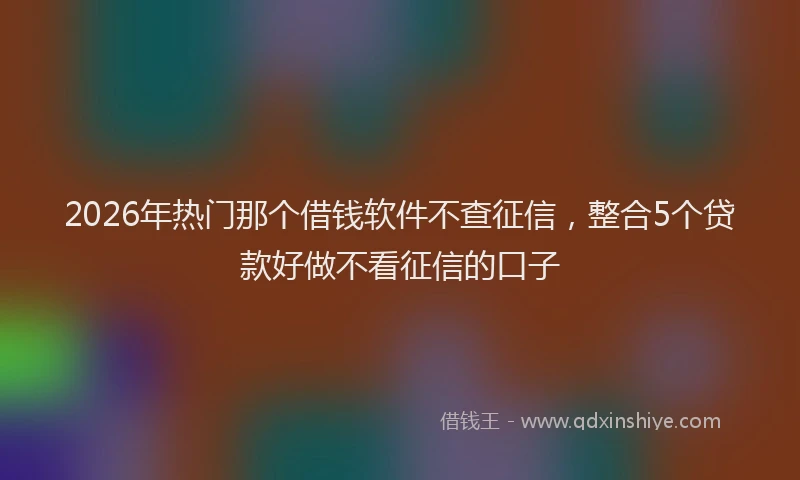 2026年热门那个借钱软件不查征信，整合5个贷款好做不看征信的口子