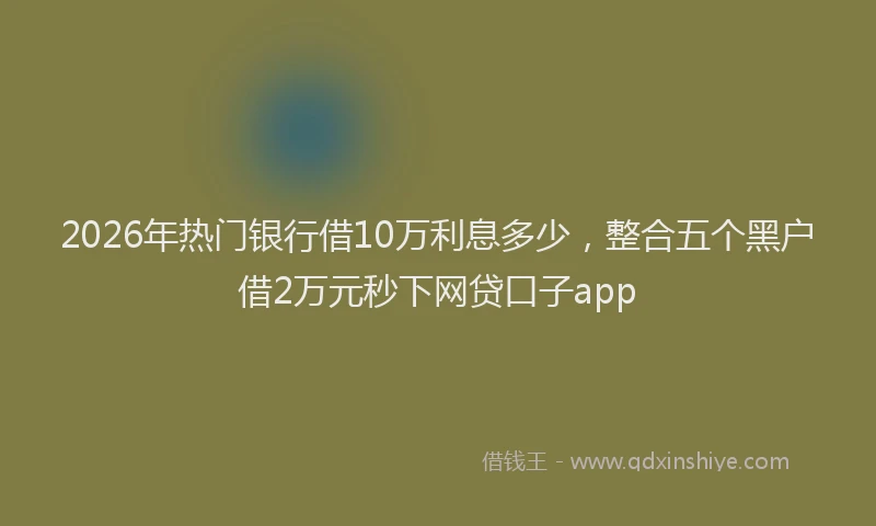 2026年热门银行借10万利息多少,整合五个黑户借2万元秒下网贷口子app