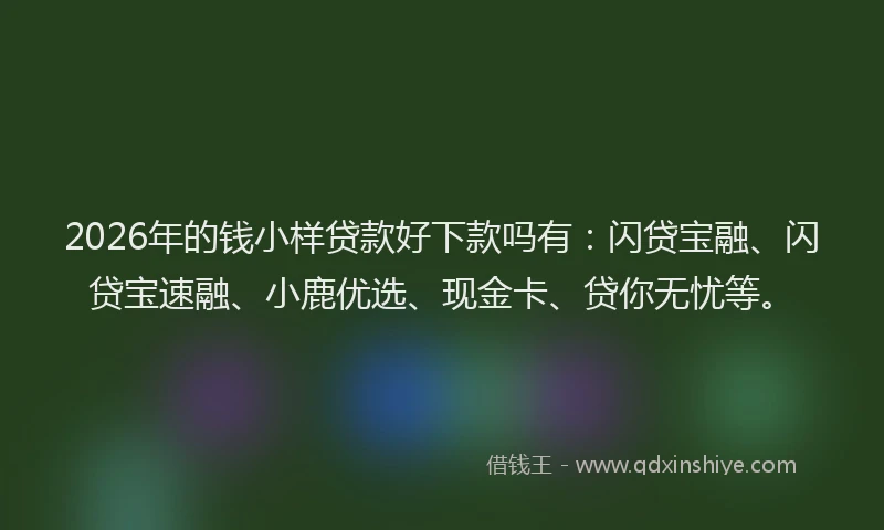 2026年的钱小样贷款好下款吗有:闪贷宝融、闪贷宝速融、小鹿优选、现金卡、贷你无忧等。