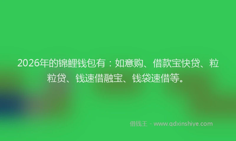 2026年的锦鲤钱包有：如意购、借款宝快贷、粒粒贷、钱速借融宝、钱袋速借等。