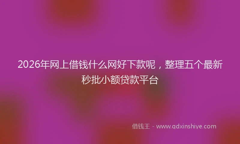 2026年网上借钱什么网好下款呢,整理五个最新秒批小额贷款平台