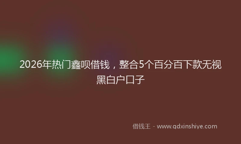2026年热门鑫呗借钱，整合5个百分百下款无视黑白户口子