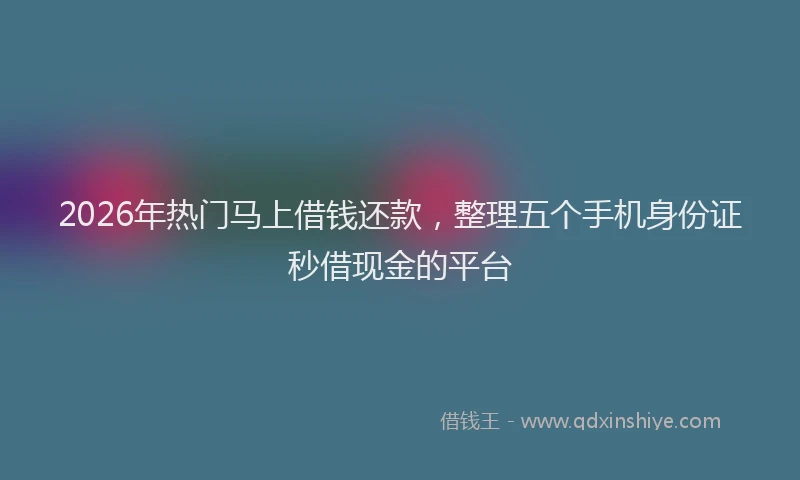 2026年热门马上借钱还款，整理五个手机身份证秒借现金的平台