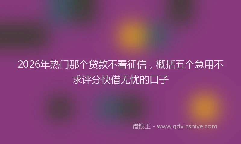 2026年热门那个贷款不看征信,概括五个急用不求评分快借无忧的口子
