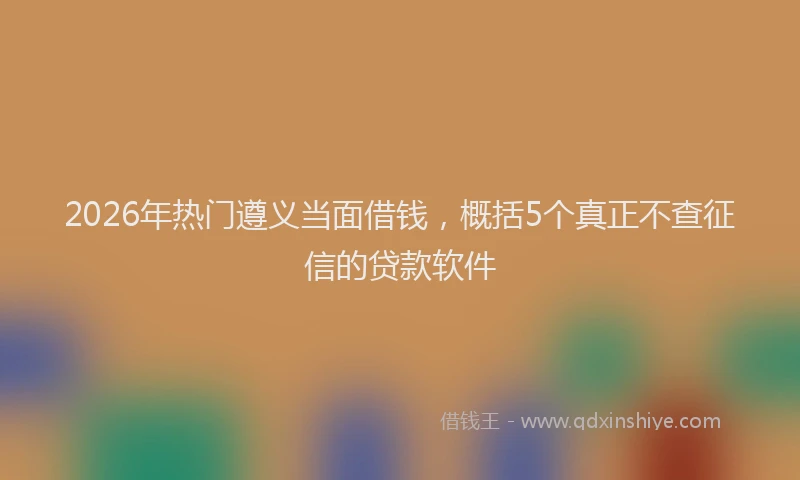 2026年热门遵义当面借钱，概括5个真正不查征信的贷款软件