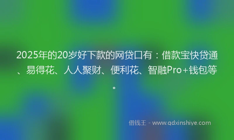 2025年的20岁好下款的网贷口有：借款宝快贷通、易得花、人人聚财、便利花、智融Pro+钱包等。